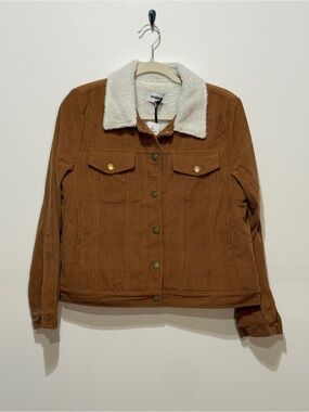 NWT Red Star Corduroy Sherpa-Lined Jacket in Brown - Women Size Medium